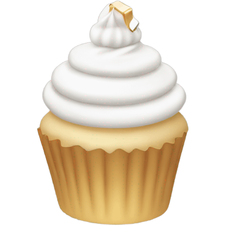 White cupcake with ring on top emoji