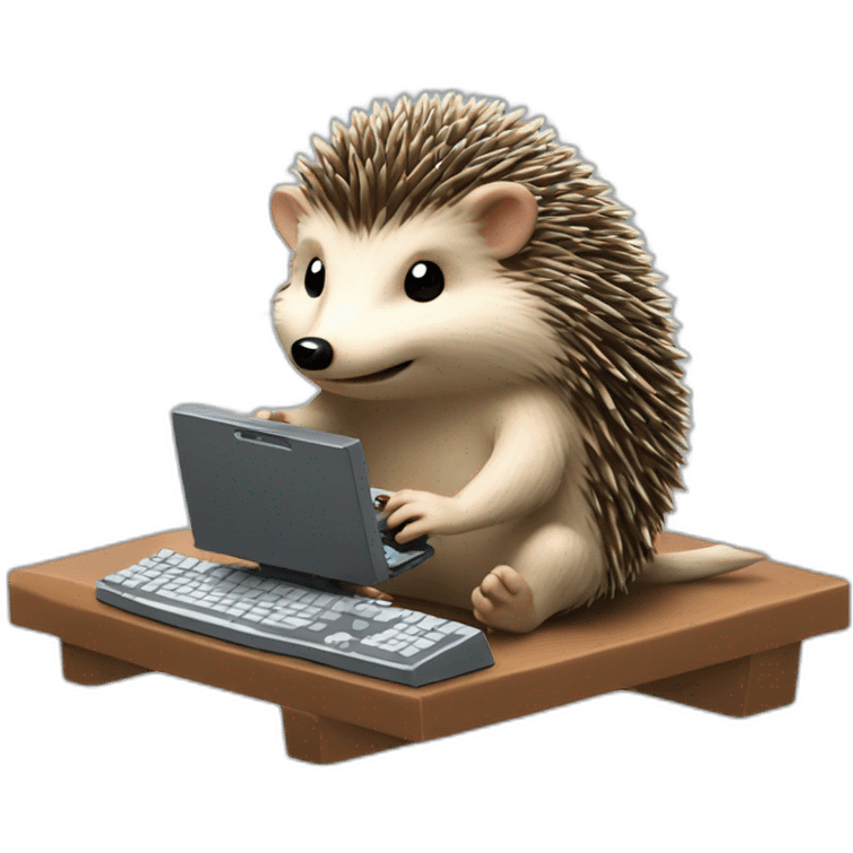 hedgehog playing video games on a pc emoji