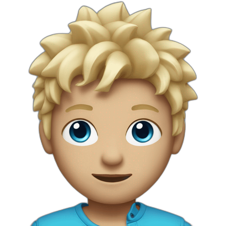 boy with blond, spiked hairs, blue eyes and lenses in memoji style emoji