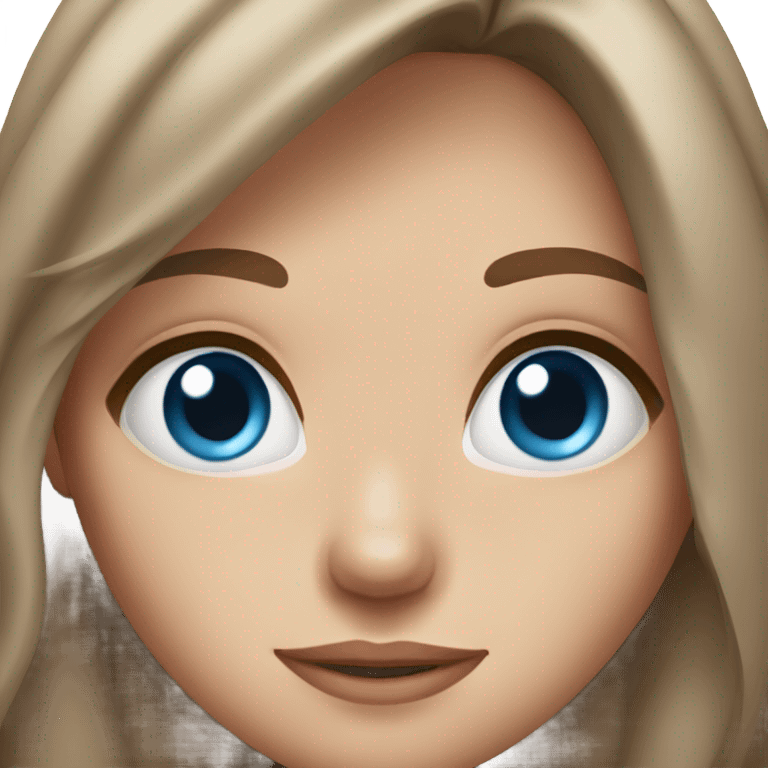 Female, blue eyes, freckles, long brown hair emoji