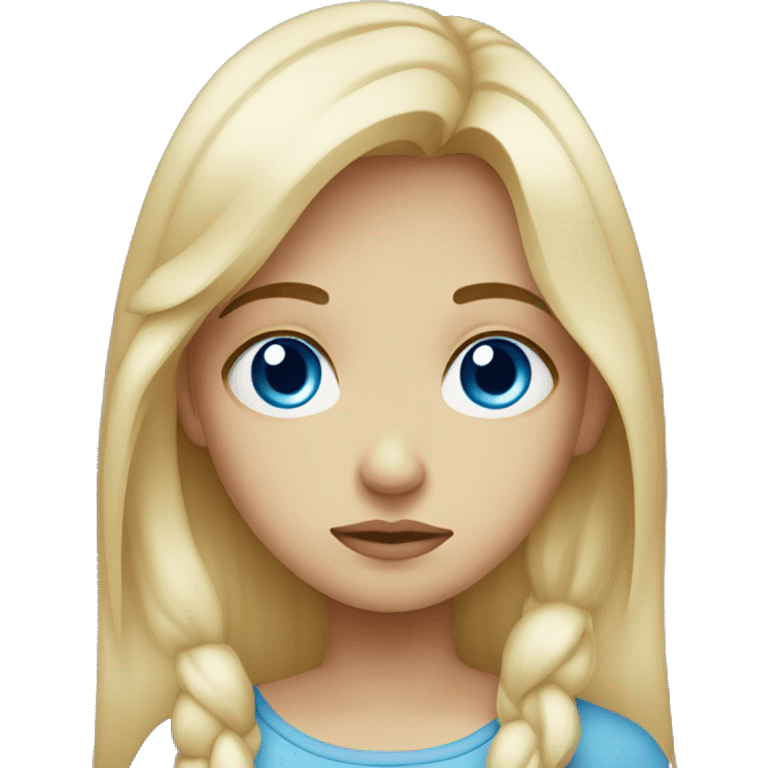 Sad blond girl with blue eyes  emoji