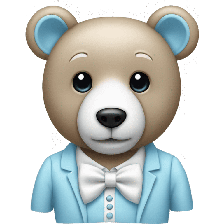 pastel blue teddy bear with a whitebow tie emoji