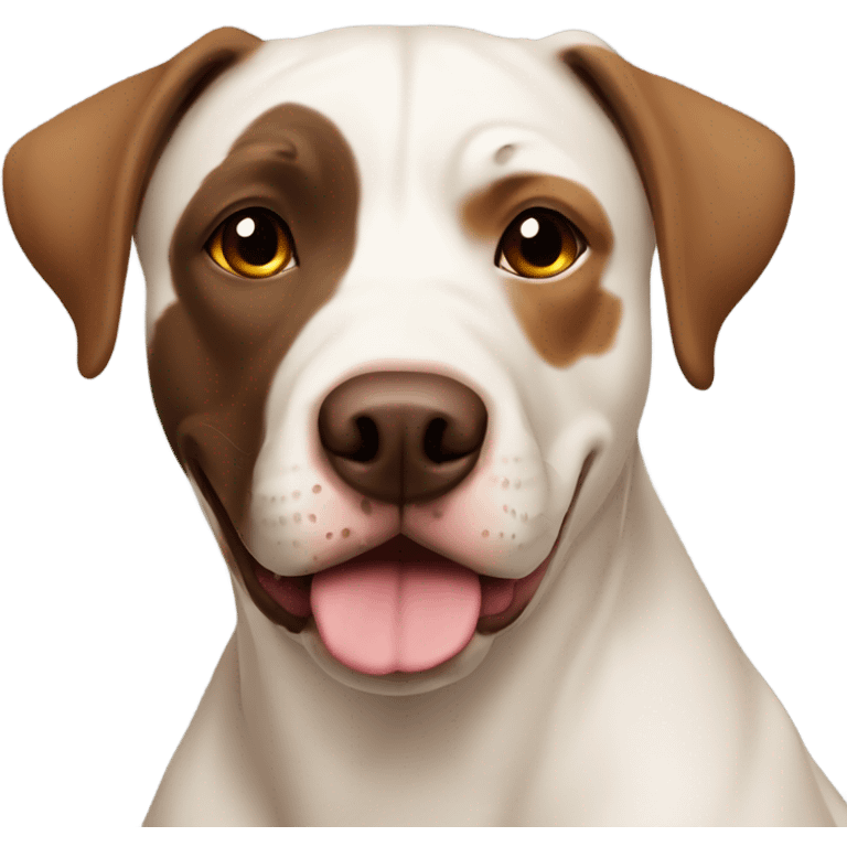 Labrador/Pit bull mix dog white with brown patches more brown emoji