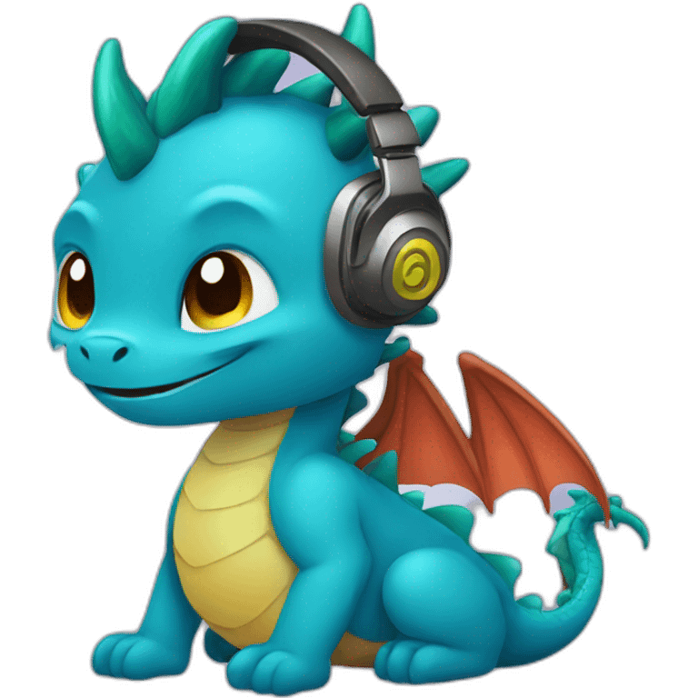 dragon cute listen to music emoji