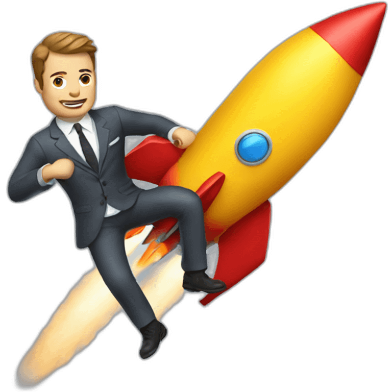 suit man ridding rocket emoji