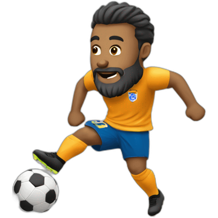 jugador de futbol con barba chutando a gol emoji