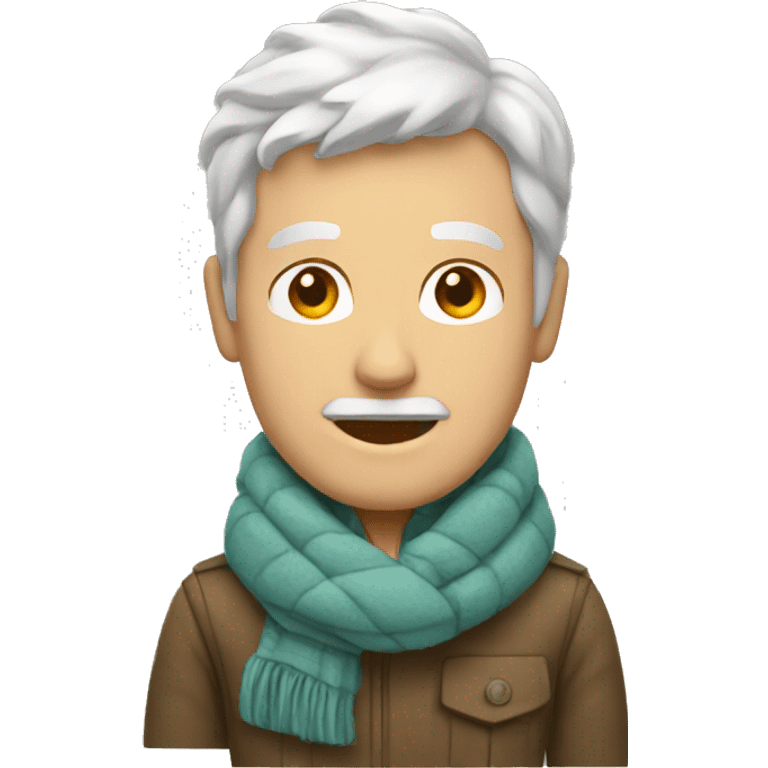 white man with a warm jacket and scarf emoji