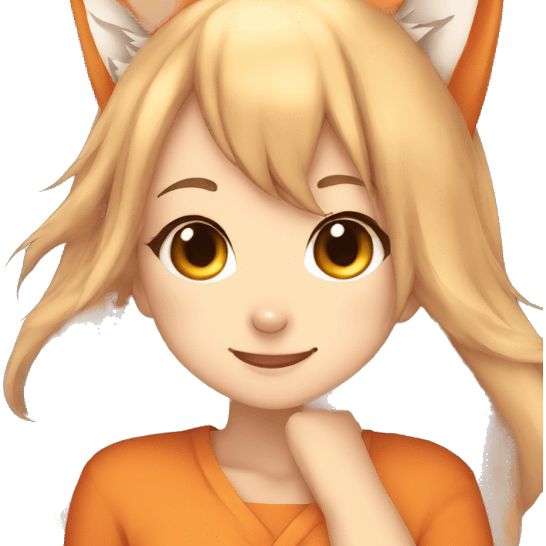 Anime fox girl shy giggling emoji