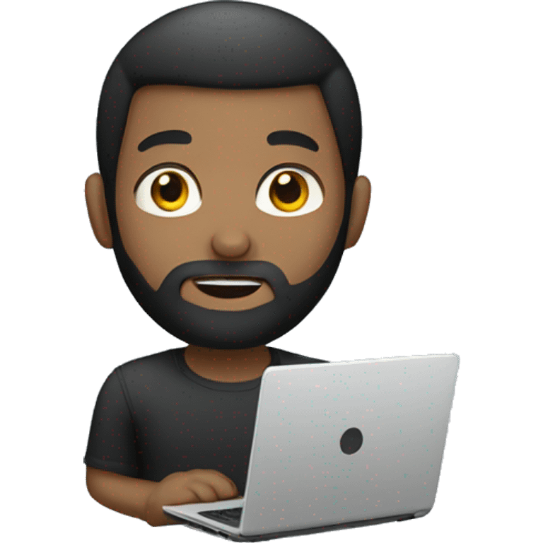 Boy with black beard and laptop emoji