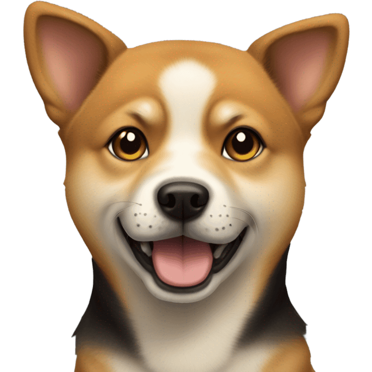 a dog named tony who is a shiba inu slash terrier slash shepherd small cute but fierce  emoji