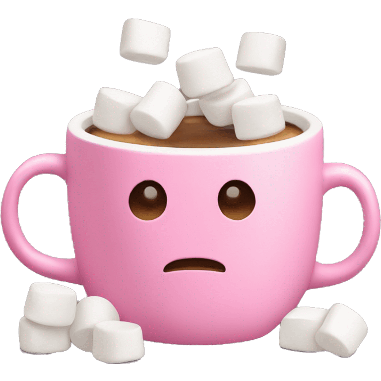 pink mug with coffee and marshmallows inside emoji