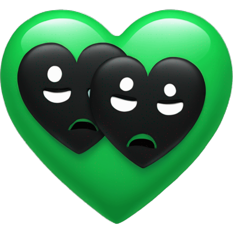 Green heart hugging black heart  emoji