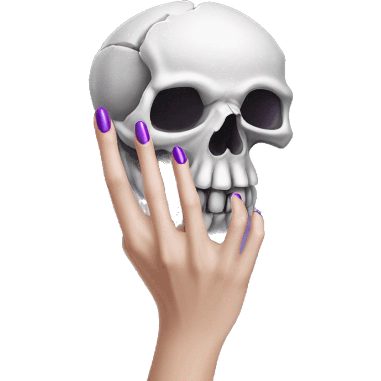 Skull hand with purple nails pretty  emoji