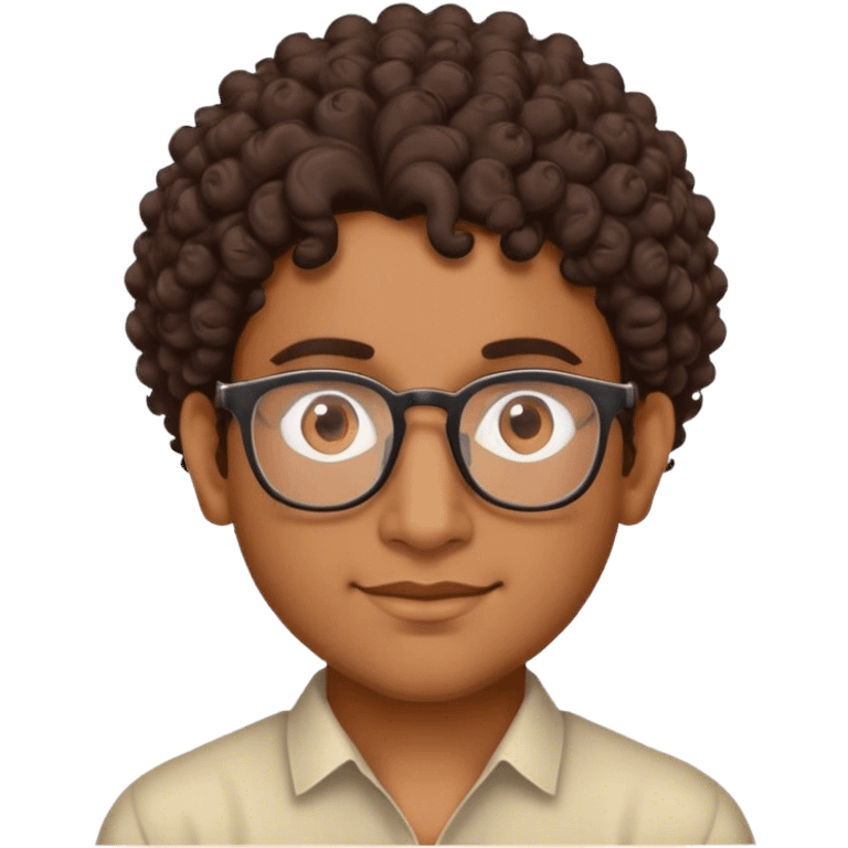 Brahmin indian guy with glasses, curly hair, and brown skin emoji