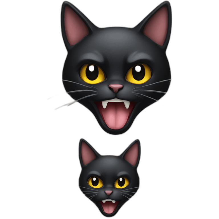 Angry black cat with tongue emoji