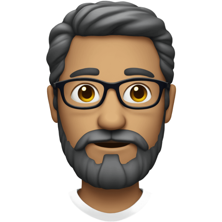 Hombre con barba y lentes azules, sin pelo  emoji