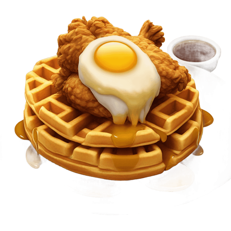 Fried chicken and waffle drizzled with maple syrup emoji