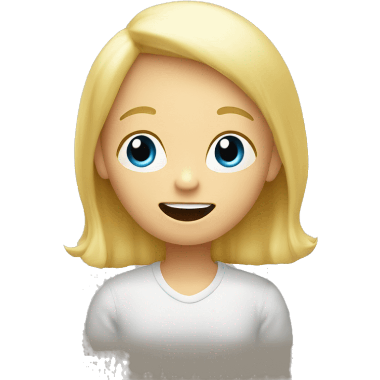 talking blond child with speech bubble near emoji