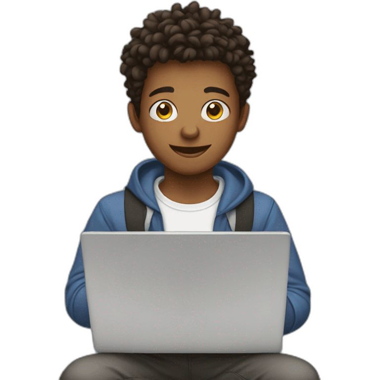 teen boy with laptop emoji