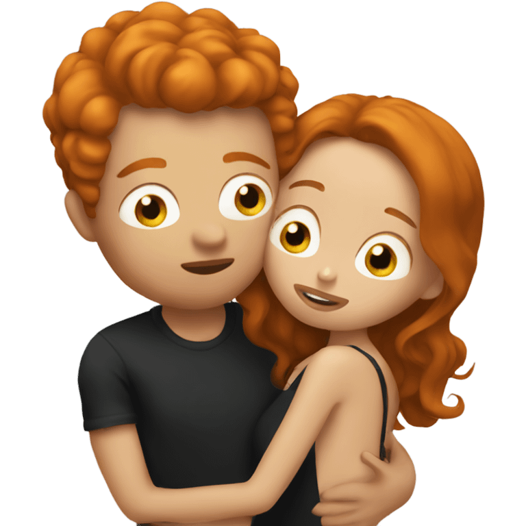 Ginger kissing brunette emoji