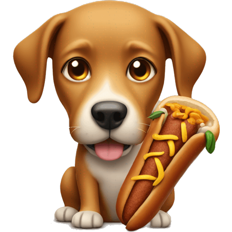 dog holding chili dog emoji