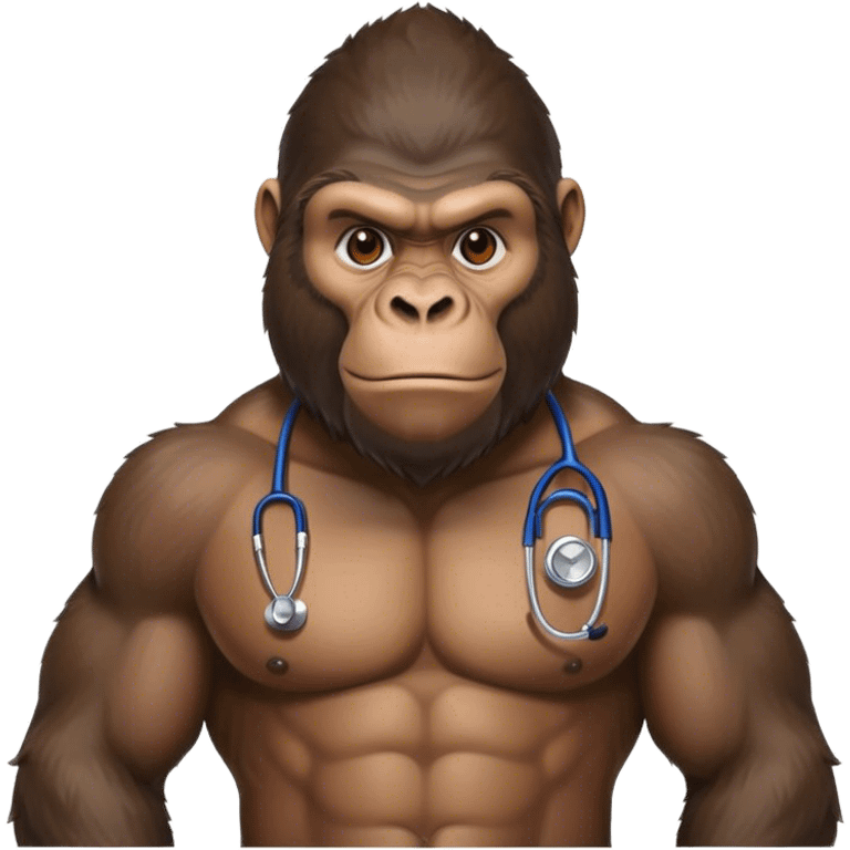 super buff gorilla WITH STETHOSCOPE emoji