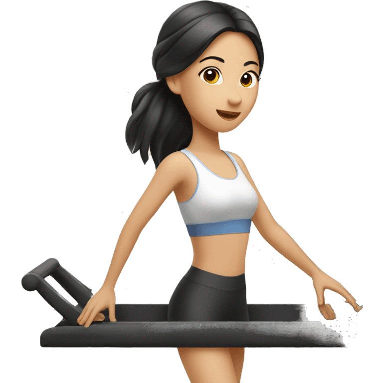 Pretty asian girl doing reformer Pilates  emoji