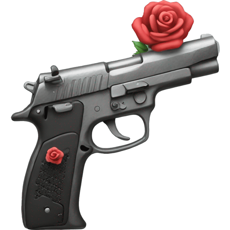 gun with tiny embedded rose emoji