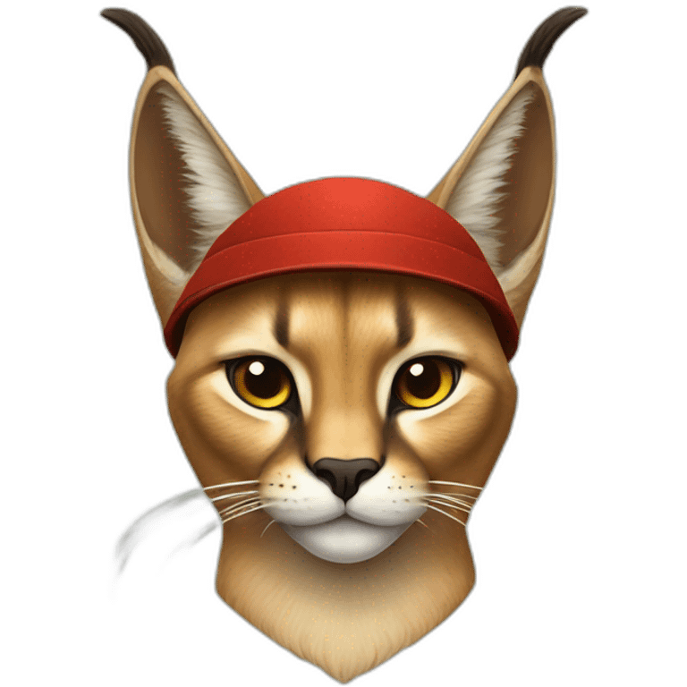 Caracal cat with Soviet ushanka hat emoji