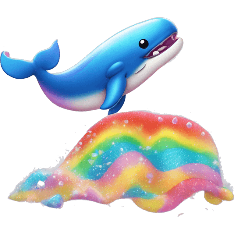 Lisa frank kawaii whale blowing rainbow glitter water  emoji