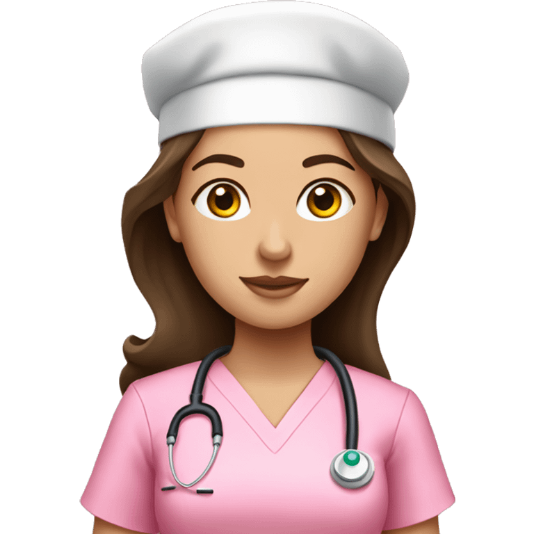 Pretty brunette nurse in pink scrubs emoji