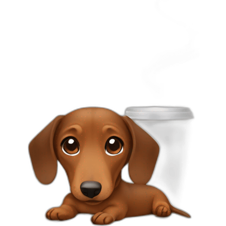 dachshund drinking a coffee emoji