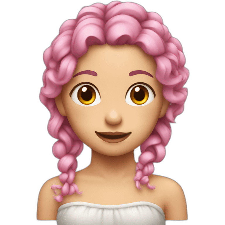 girl with colored hair, braids in bath foam emoji