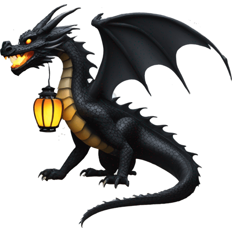 Black Dragon with lanterns on its tail emoji