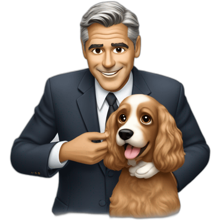 george clooney petting a cocker spaniel emoji