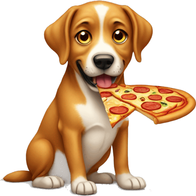 Dog eating pizza emoji