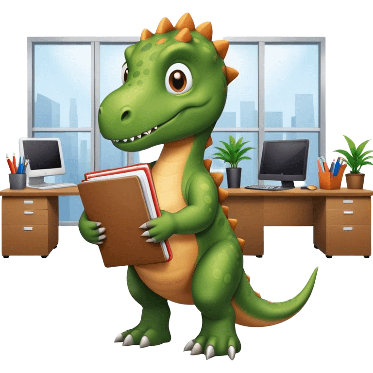 office dinosaur holding folders emoji