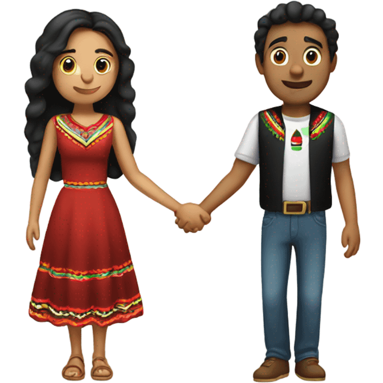 Mexican guy and girl holding hands in love  emoji