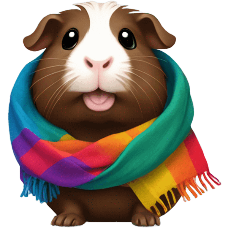 Dark brown guinea pig wearing a scarf emoji