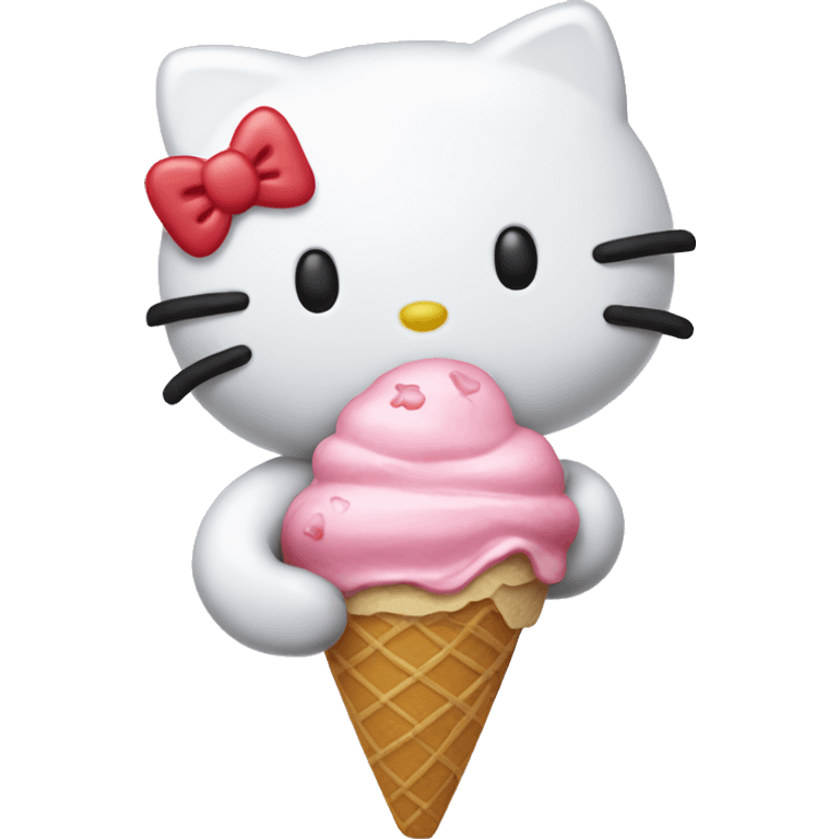 hello kitty holding ice cream emoji