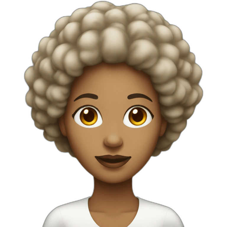 Afro white woman developing on mac emoji