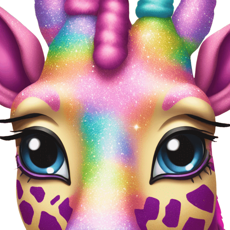 Lisa frank glitter giraffe with eyelashes emoji