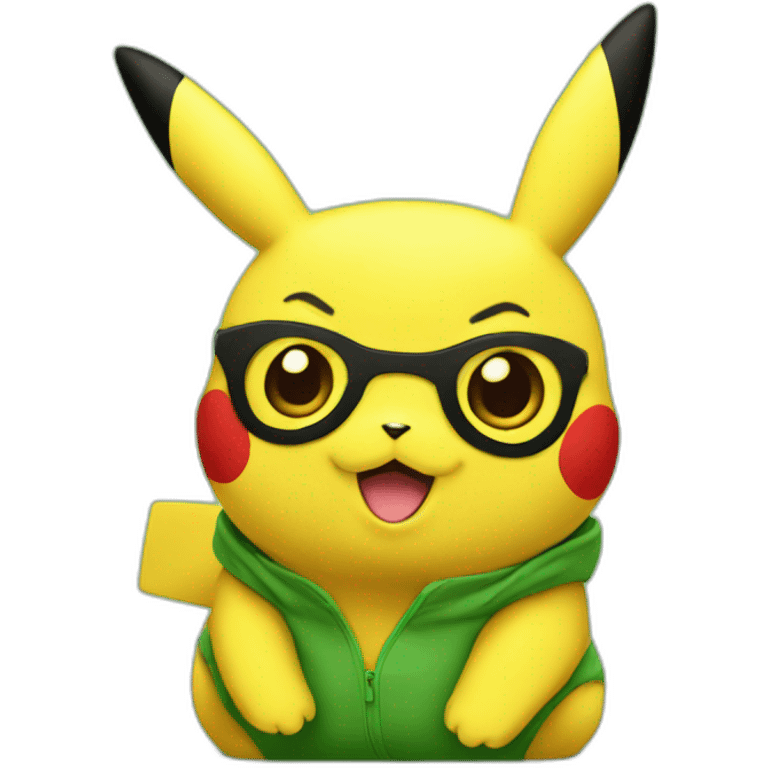 pikachu in green background emoji