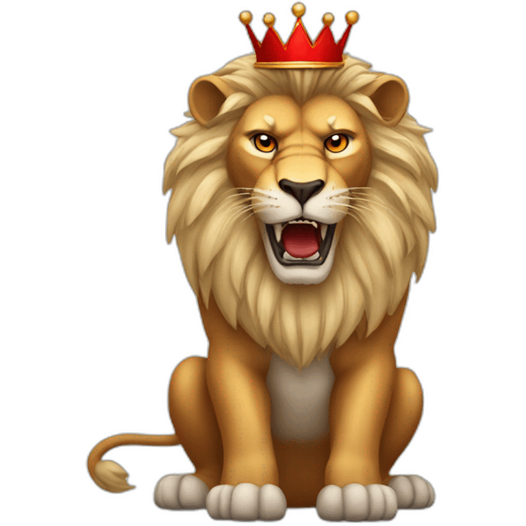 A angry lion in a red crown emoji