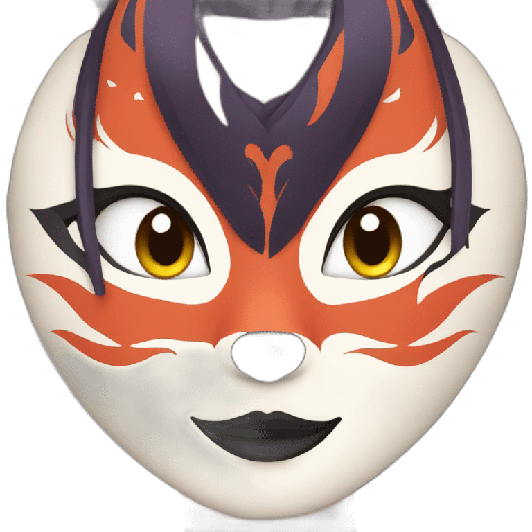 woman wearing kitsune japanese mask emoji