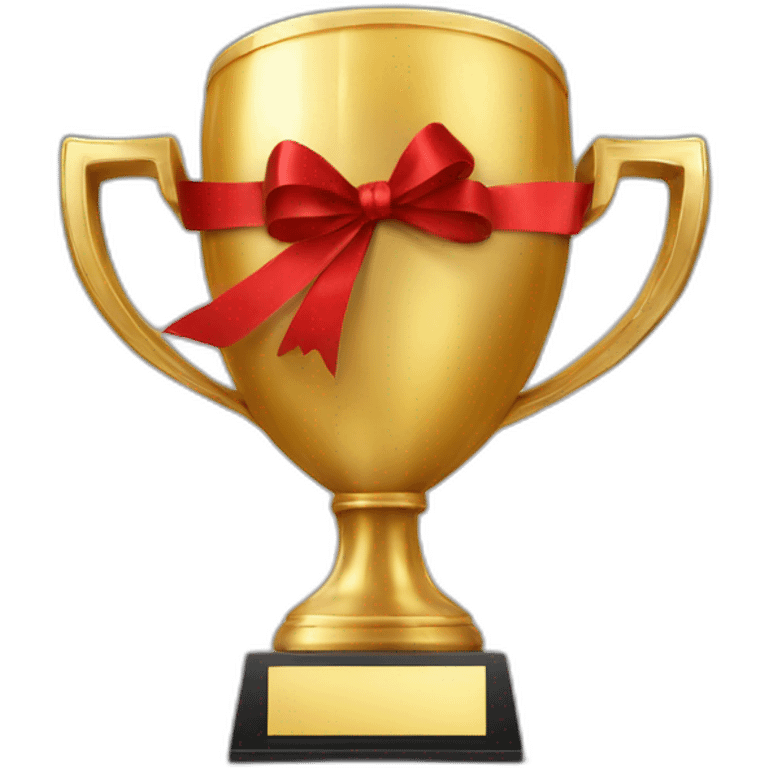 golden football cup with two red ribbons emoji