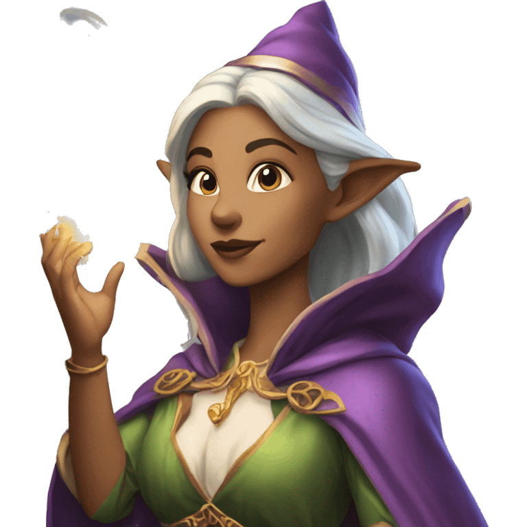 D&D female noble wizard elf casting a spell  emoji