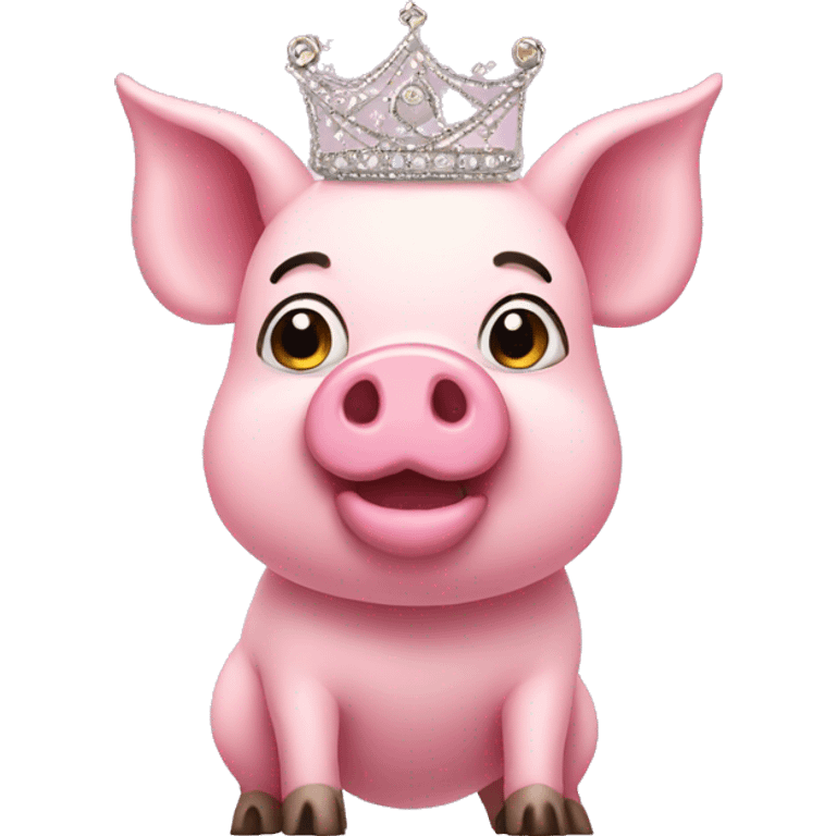 Pink pig in tutu and tiara emoji