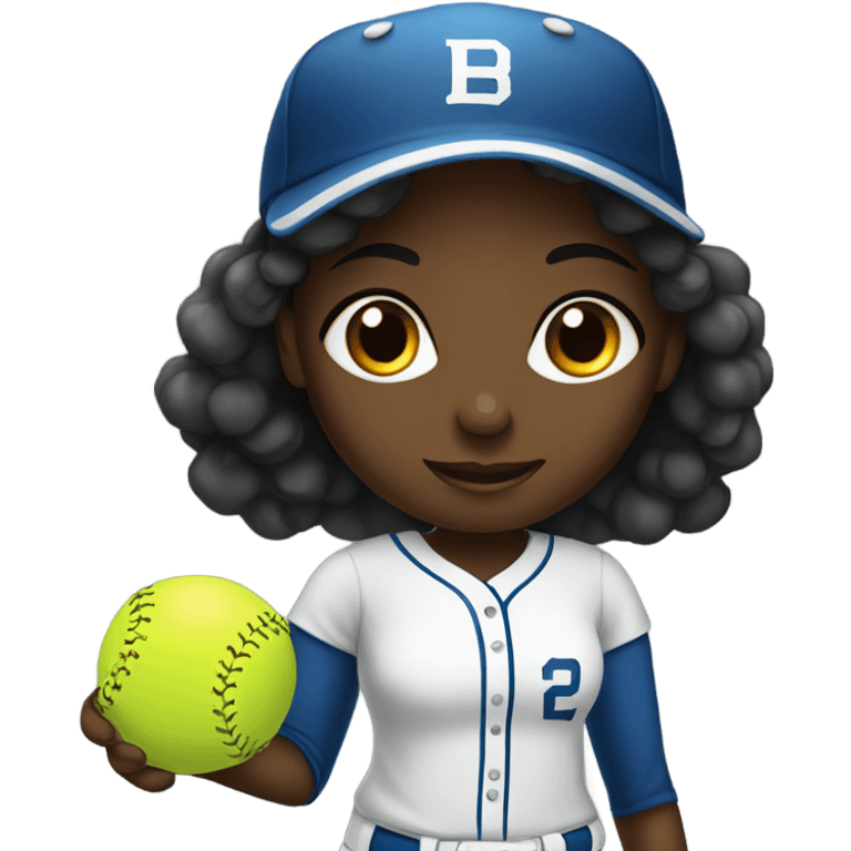 Black girl with softball emoji