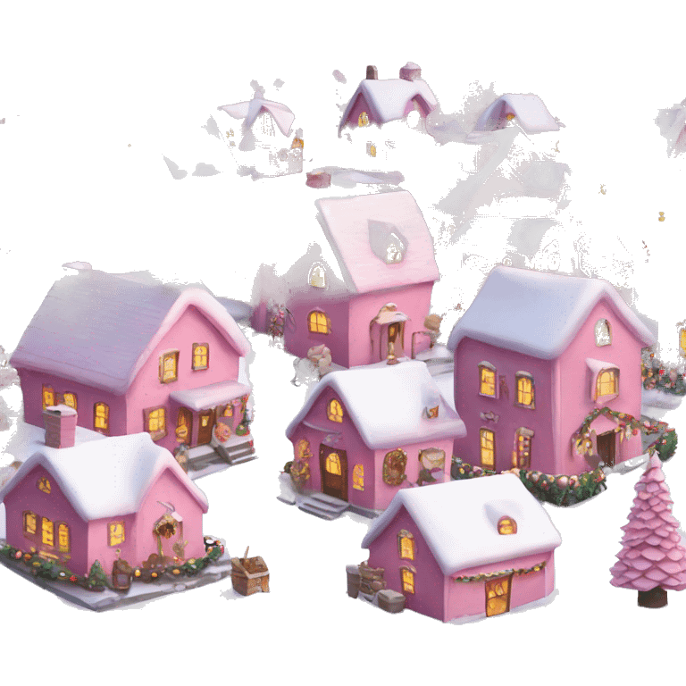 Pink Christmas village emoji